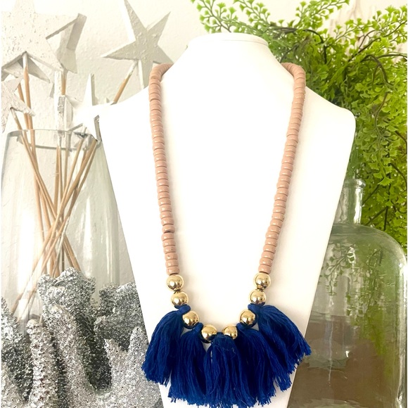 Fossil 14” beaded tasseled necklace